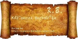 Köpeczi Borbála névjegykártya